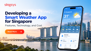 Smart weather app displaying Singapore weather forecasts and rain alerts on a smartphone